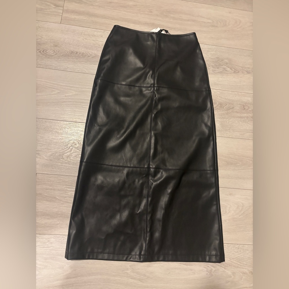Black faux Leather long Skirt